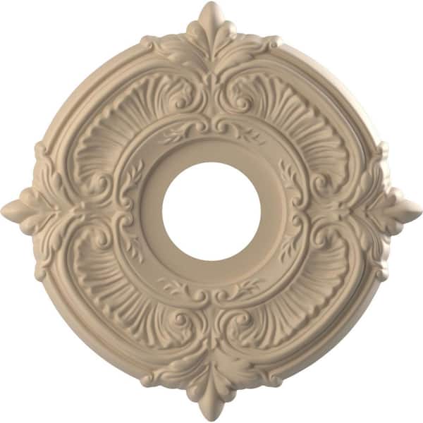 Ekena Millwork 13 in. O.D. x 3-1/2 in. I.D. x 3/4 in. P Attica Thermoformed PVC Ceiling Medallion in UltraCover Satin Smokey Beige