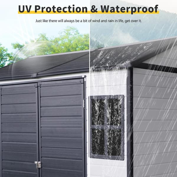 8 x 6 ft Resin Outdoor Storage Shed-Waterproof with Floor, Two