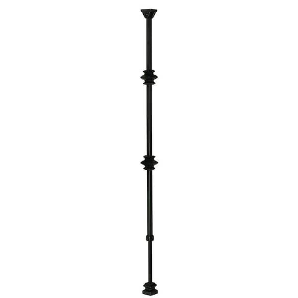 Ole Iron Slides 1/2 in. x 1/2 in. x 30-1/4 in. to 38 in. Satin Black Wrought Iron Double Knuckle Adjustable Baluster