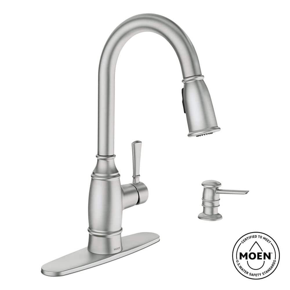 Noell 1-Handle Pull-Down Sprayer Kitchen Faucet with Reflex, Soap Dispenser and Power Clean in Spot Resist Stainless price history on PriceWatchPro