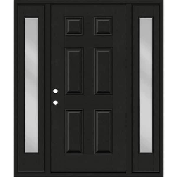 Regency 68 in. x 80 in. 6 Panel RHIS Onyx Stain Mahogany Fiberglass Prehung Front Door with Clear 14 in. SLs 6-9/16