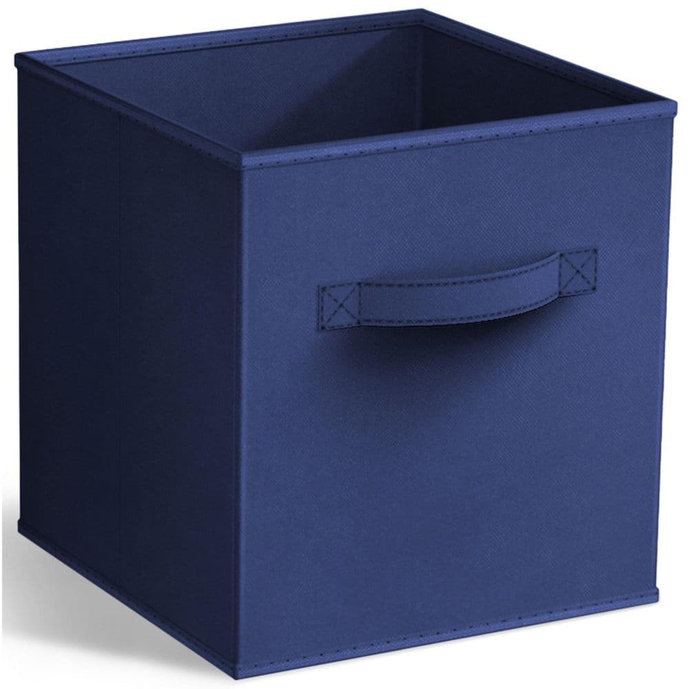Foldable Storage Cubes with Handles, Blue 10.5 in. x 11 in. Fabric Decorati