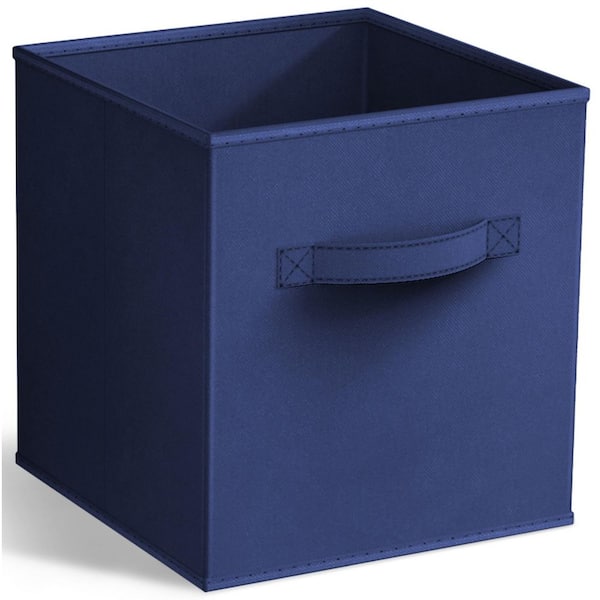 Foldable Storage Cubes with Handles, Blue 10.5 in. x 11 in. Fabric Decorative Basket (Set of 1) Cloth, Closet Organizer