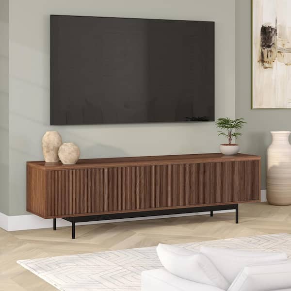 Meyer&Cross Whitman 70 in. Satin Walnut TV Stand Fits TV's up to