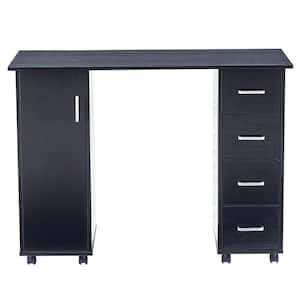43 in. Computer Desk in Black with 4-Drawers