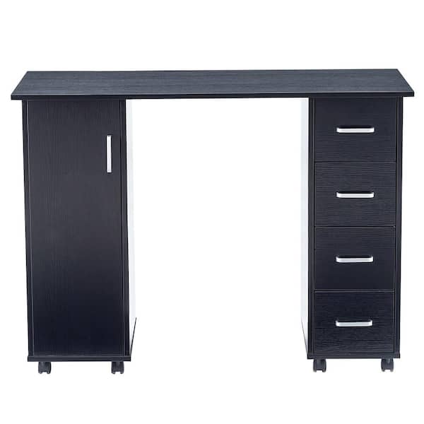 LUCKY ONE 43 in. Computer Desk in Black with 4-Drawers