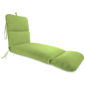 74 in. x 22 in. McHusk Leaf Green Solid Rectangular Knife Edge Outdoor Chaise Lounge Cushion with Ties and Hanger Loop