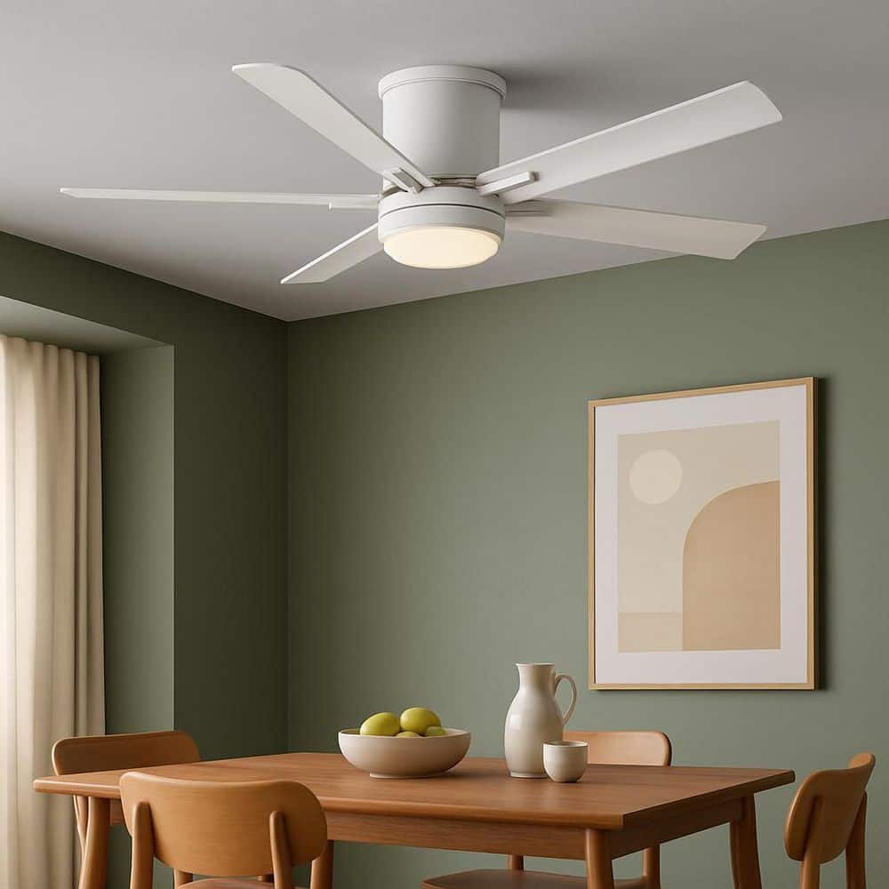 Vail Flush 52.0 in. Indoor/Outdoor Integrated LED Matte White Ceiling Fan with Remote Control price history on PriceWatchPro
