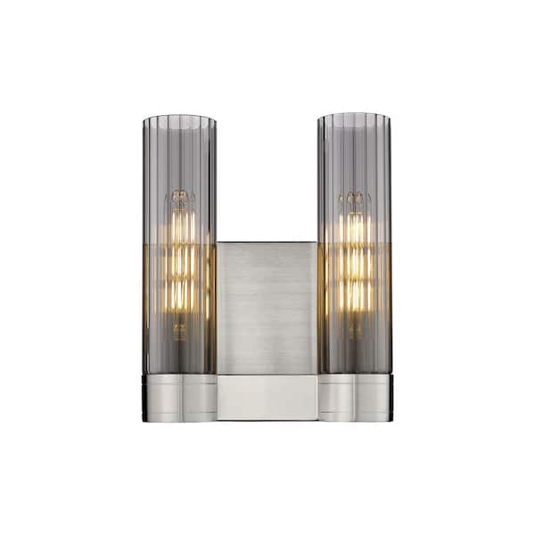 Innovations Empire 10.5 in. 2-Light Satin Nickel Wall Sconce with Glass Shade