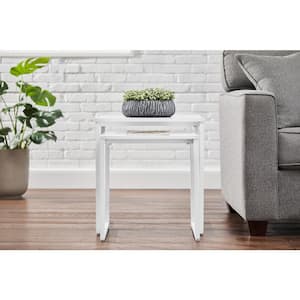 Donnelly White Nesting Tables with White Wood Top (Set of 2)