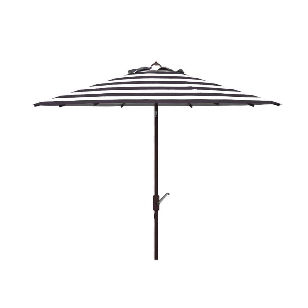 SAFAVIEH Iris 11 ft. Aluminum Market Tilt Patio Umbrella in Black/White