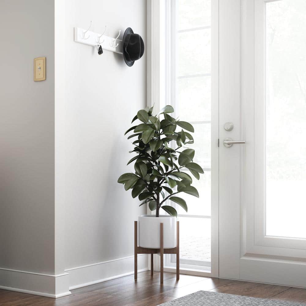 Pure White MDF Wall Mounted Hook Rack with 5 Hooks