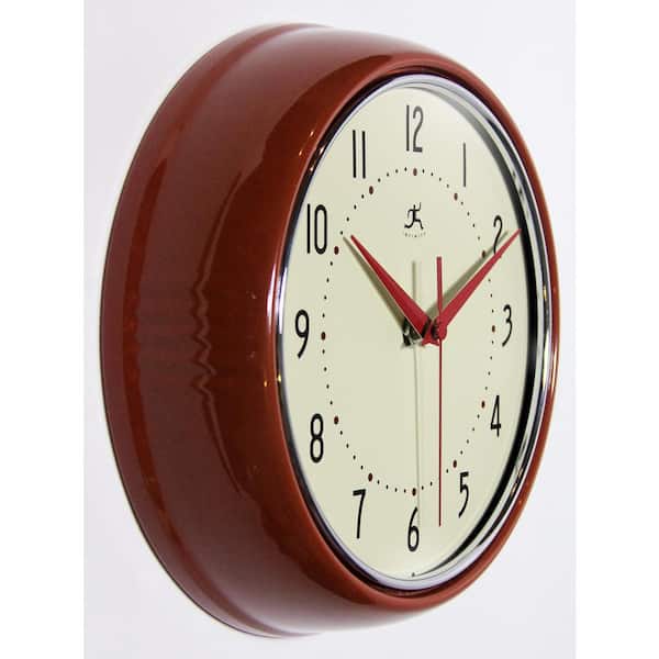 Infinity Instruments Retro Round Metal Wall Clock Red 