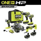 ONE+ HP 18V Brushless Cordless 5-Tool Combo Kit w/ (2) Batteries, Charger, Bag & FREE (2) 6.0 HIGH PERFORMANCE Batteries