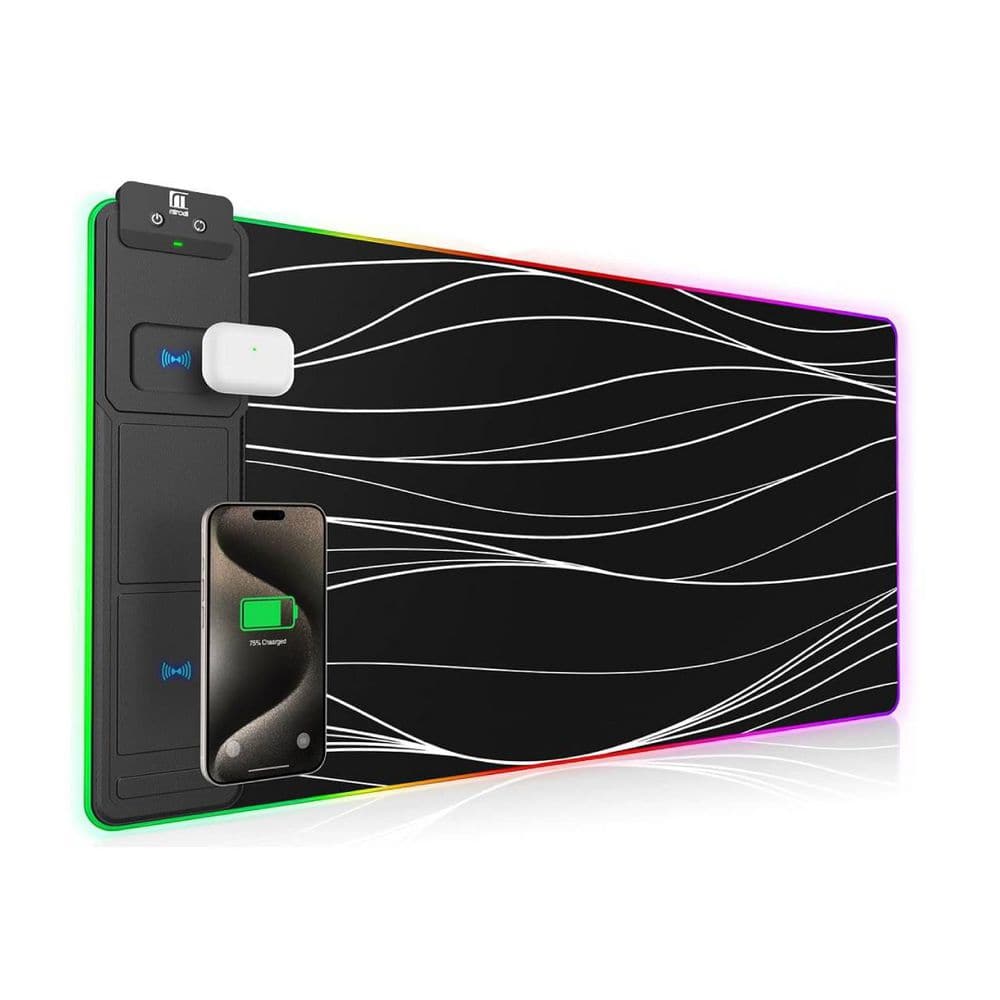 XXL RGB Gaming Mouse Pad with Phone Holder and 15W Fast Charging, 11 Lighting Modes, Waterproof Non-Slip Desk Mat price history on PriceWatchPro