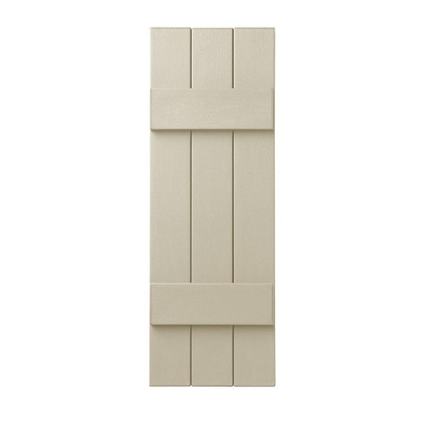 Ply Gem 11 in. x 31 in. Polypropylene Plastic 3-Board Closed Board and Batten Shutters Pair in Sand Dollar