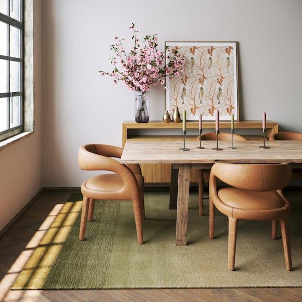 Padma Lakshmi X Rugs Ombre Hand Loomed Gradient Wool Olive Green 4 ft. x 6 ft. Indoor Area Rug