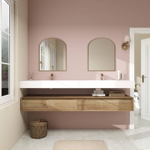 Alysa 84 in. W x 20 in. D x 23 in. H Double Sink Floating Bath Vanity in White Oak with White Acrylic Top