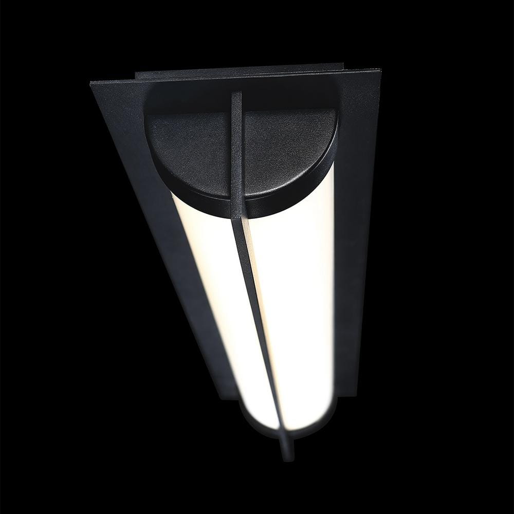 Oberon Black LED Outdoor Wall Sconce with Bent Opal Glass