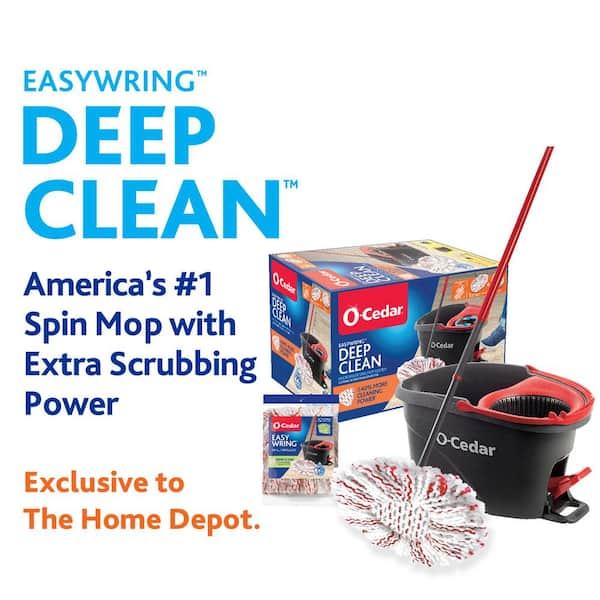 EasyWring Deep Clean Microfiber Spin Mop w/ Bucket System, 1 Machine Washable Mop Head Refill (The Home Depot Exclusive)