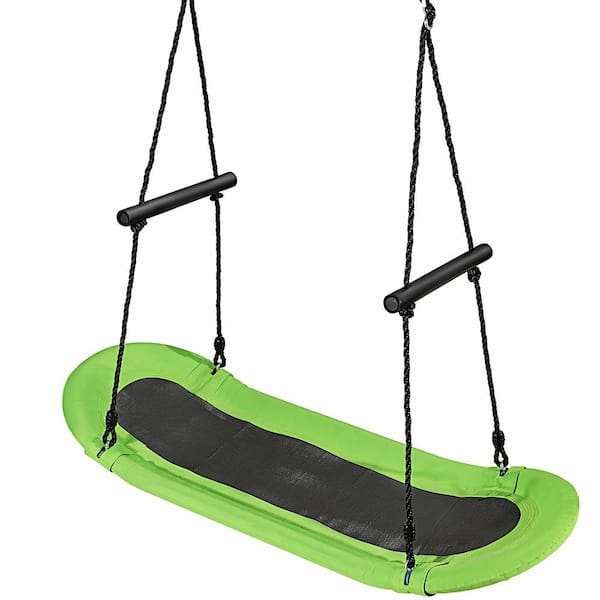 Costway Green Tree Swing Adjustable Oval Platform Set with Chain