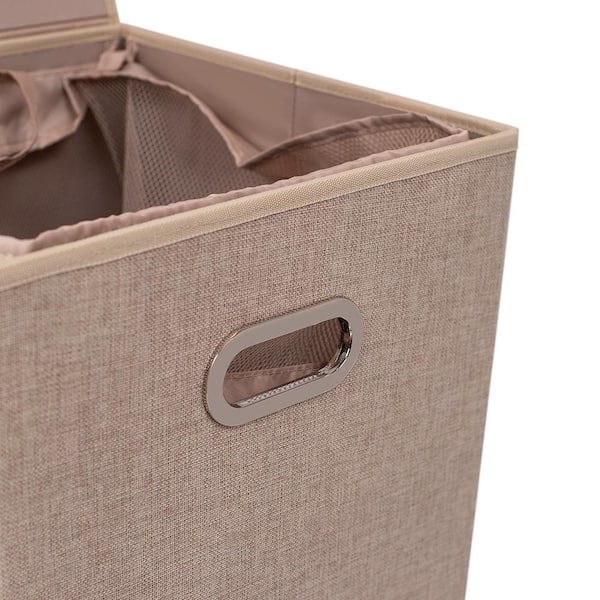 BirdRock Home Cream Single Laundry Hamper with Lid and Removable