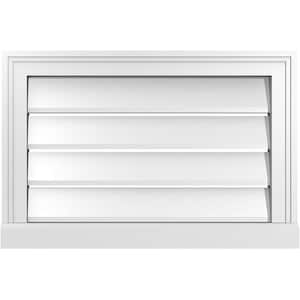 24" x 16" Vertical Surface Mount PVC Gable Vent: Functional with Brickmould Sill Frame