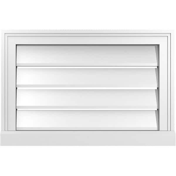 Ekena Millwork 24" x 16" Vertical Surface Mount PVC Gable Vent: Functional with Brickmould Sill Frame