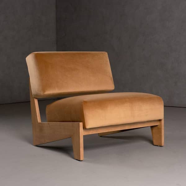 Modrest Tucker Mid-Century Modern Camel Velvet Side Chair