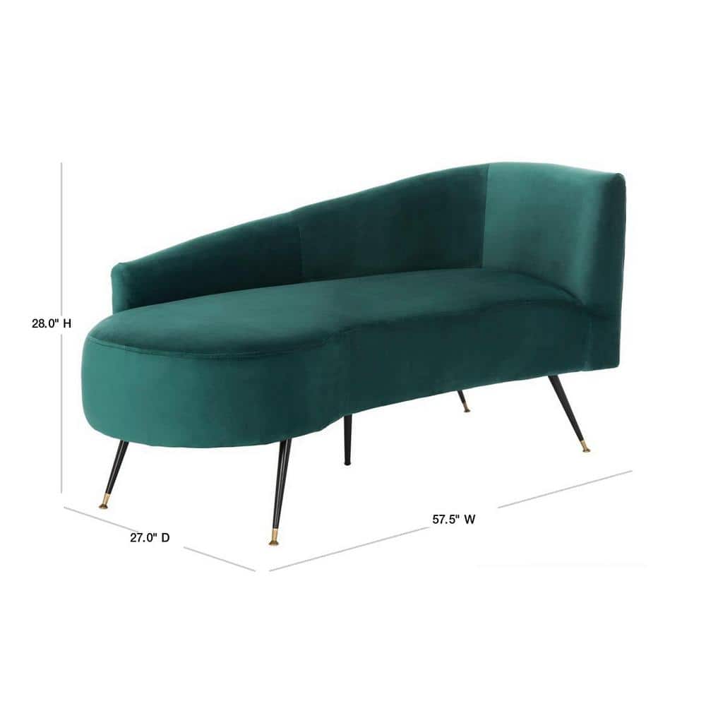 Evangeline 58'' Emerald Velvet and Black Metal Modern Settee