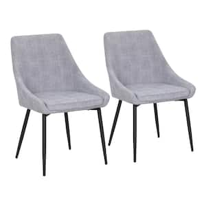 Diana Dining Chair in Grey Corduroy and Black Metal (Set of 2)