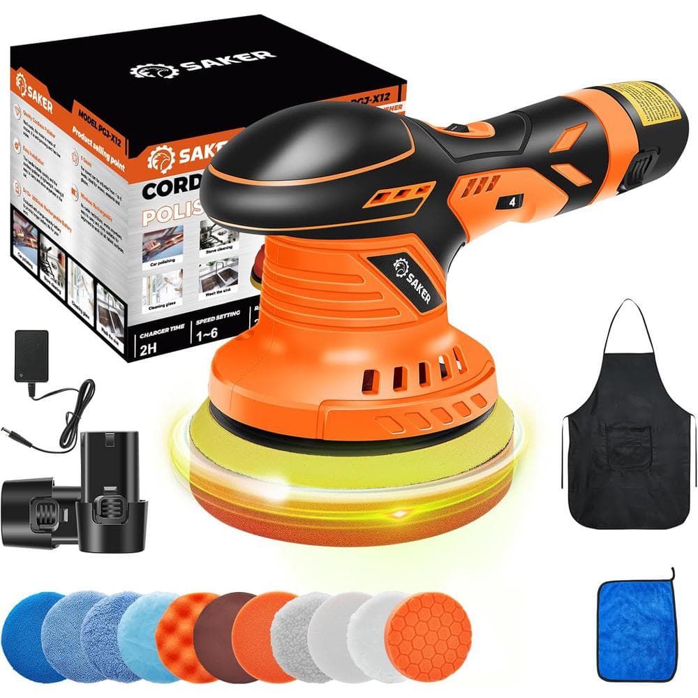 Cordless Buffer Polisher, 6  in. Fast Charging Portable Car Polishing Kit(O
