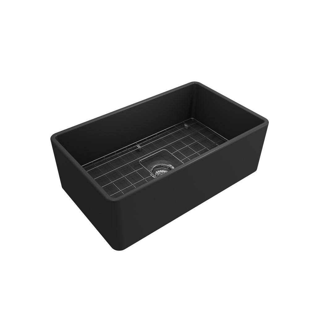 Matte Dark Gray 30-Inch Fireclay Farmhouse Single Bowl Kitchen Sink