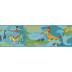 Yellow, Green, Red, Blue Animals Prepasted Wallpaper Border