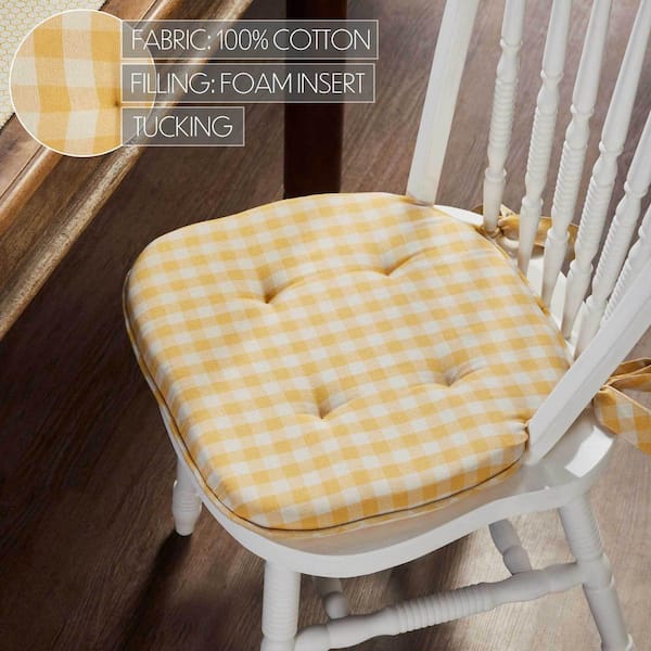 VHC Brands Golden Honey Check Chair Pad 16.5x18