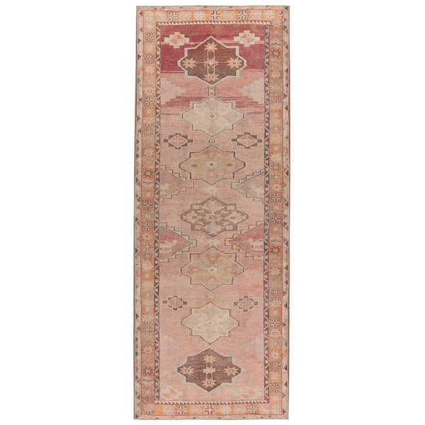 Machine Washable Jesse Orange/Pink 2 ft. x 6 ft. Medallion Area Rug