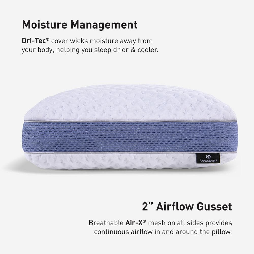 Balance 1.0 White and Blue Medium Hybrid Pillow