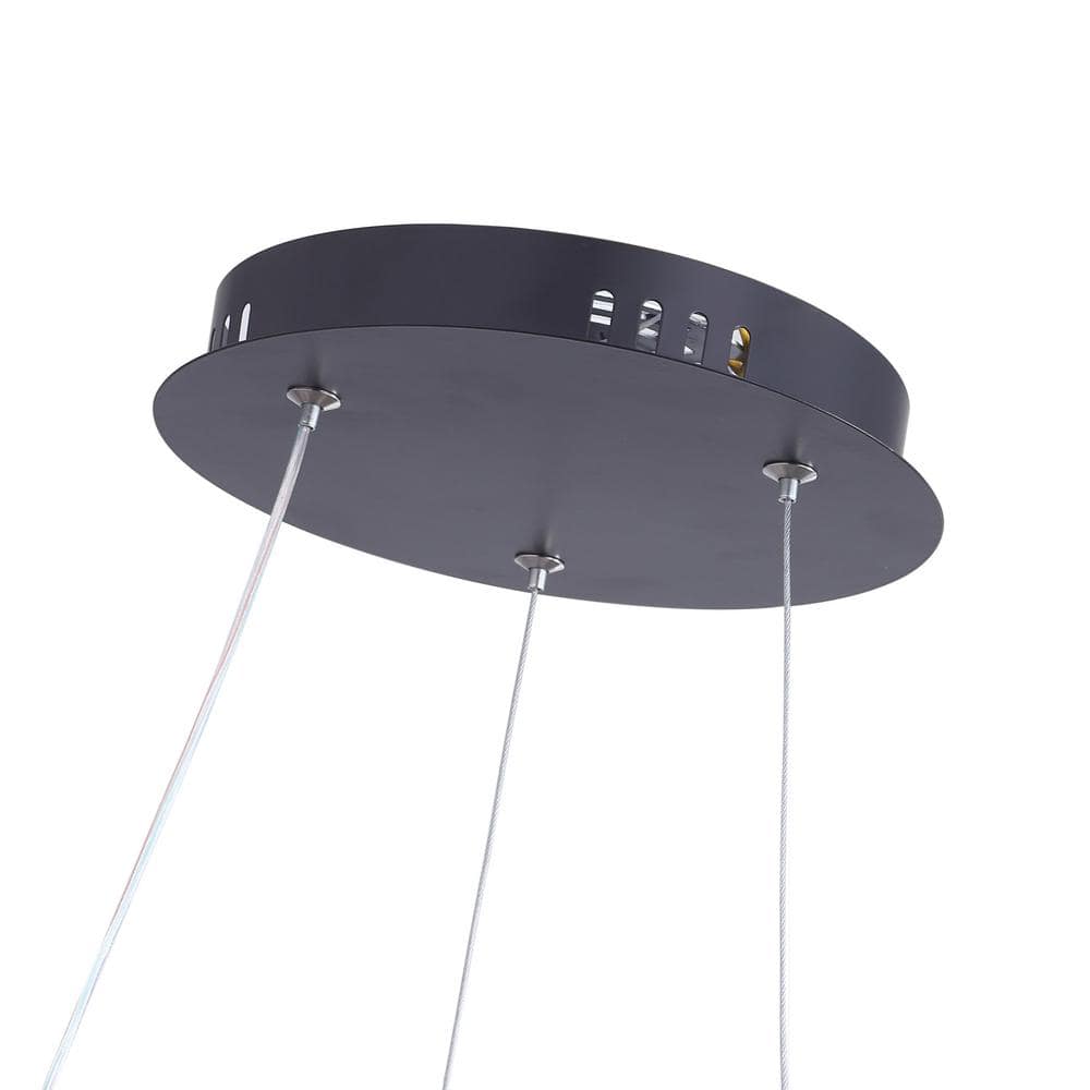 Light Modern Geometric Black Integrated LED Chandelier Creative Design Ceiling Hanging Light (NO TEST)