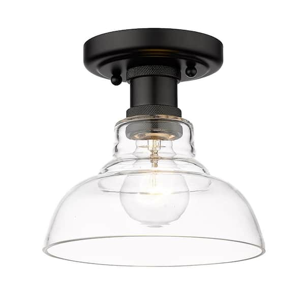 Golden Lighting Carver 7.5 in. 1-Light Matte Black Flush Mount