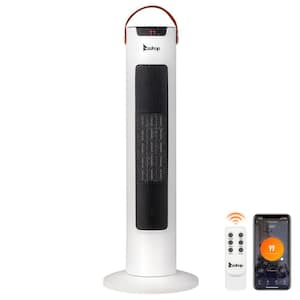 1500 W 24 in. Electric Tower Ceramic Space Heater with Timer in White