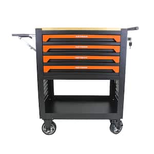 5-Tier Metal 4-Wheeled Locker in Orange with Key and Handle