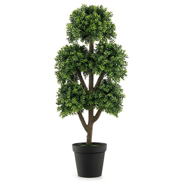 3.8 ft. Green Artificial Boxwood Topiary Ball Tree in Pot for Indoor and Outdoor Decor