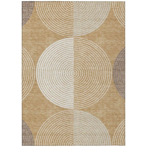 Chantille Machine Washable Indoor/Outdoor Abstract ACN2281 Gold 2 ft. 6 in. x 3 ft. 10 in. Area Rug