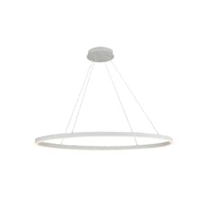 Ovale 40 in. 1 Light White Integrated LED Pendant Light