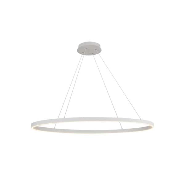 KUZCO Ovale 40 in. 1 Light White Integrated LED Pendant Light