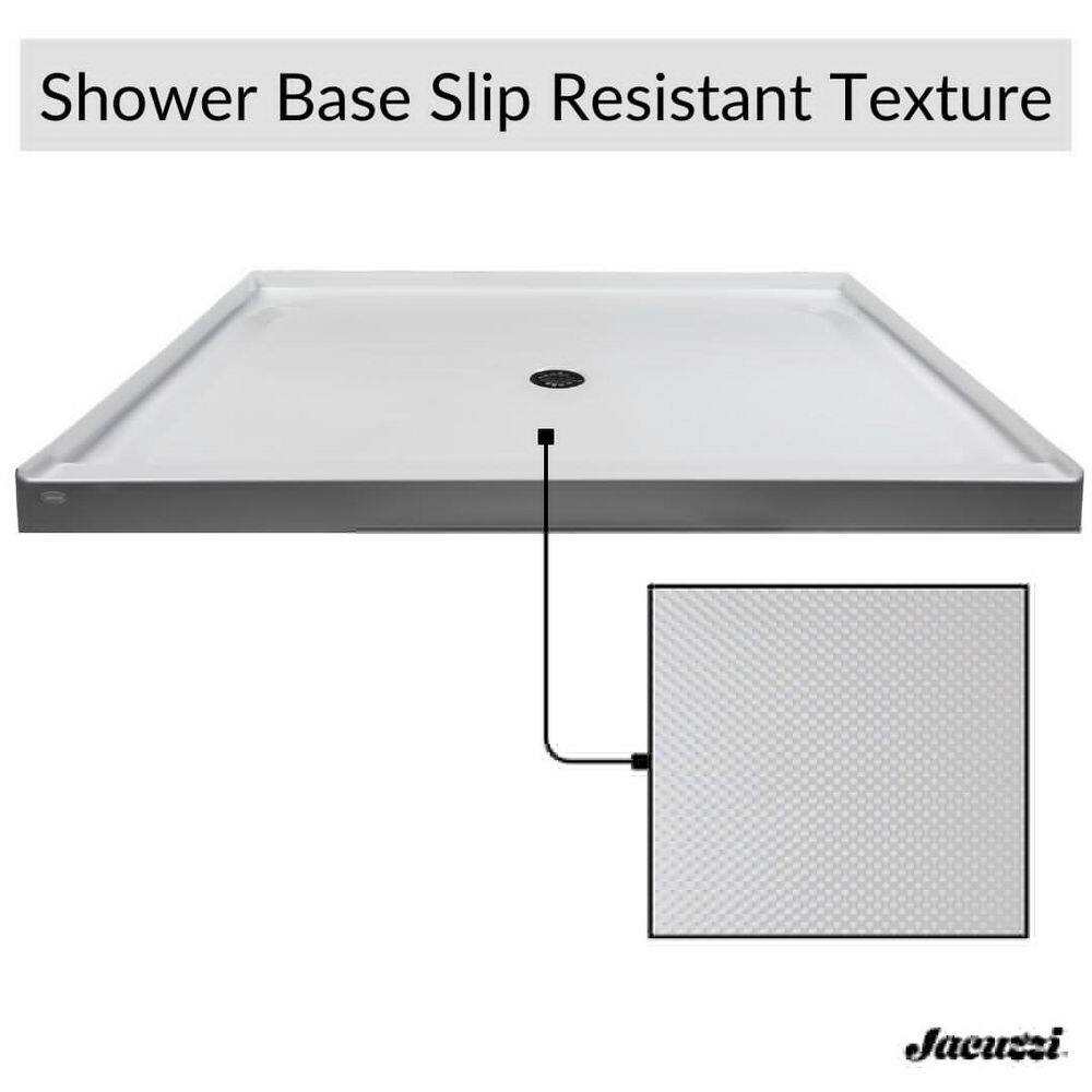 White Gloss Acrylic Rectangular Shower Base with Round Drain