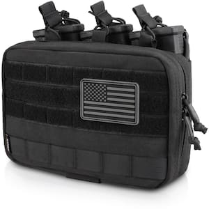 Black Nylon Tactical Molle Utility Tool Mag Pouch with Triple Stacker Magazine Holder and Patch for M4 and M16