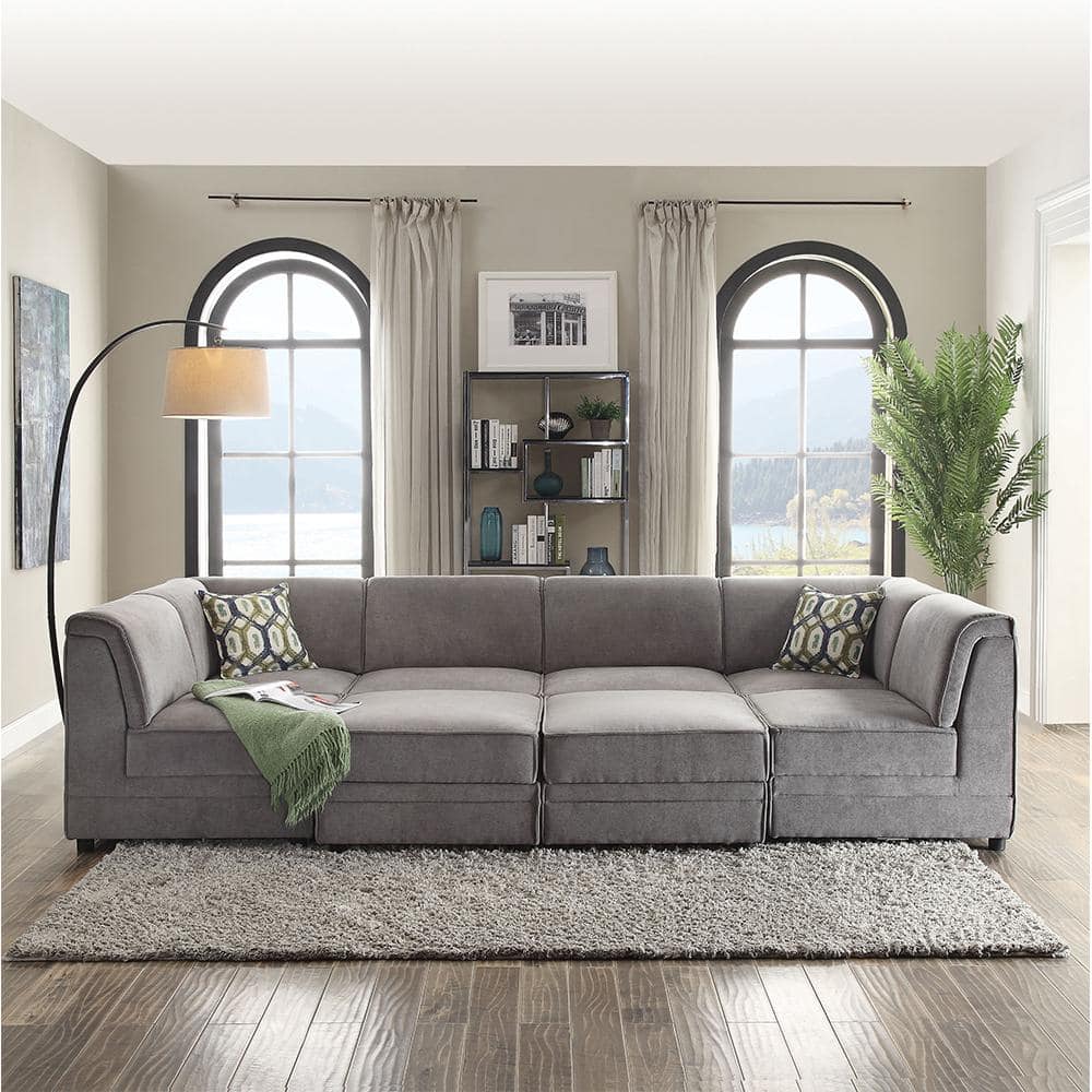 Bois 30" Modular Armless Chair in Gray Velvet