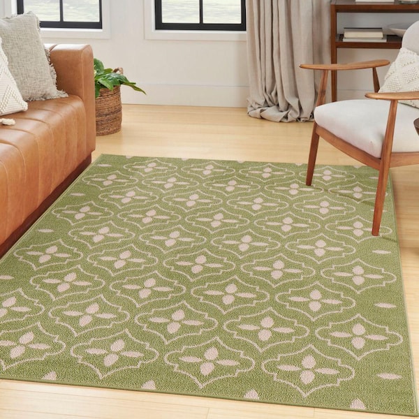 Essentials Green Ivory 4 ft. x 6 ft. Moroccan Contemporary Area Rug