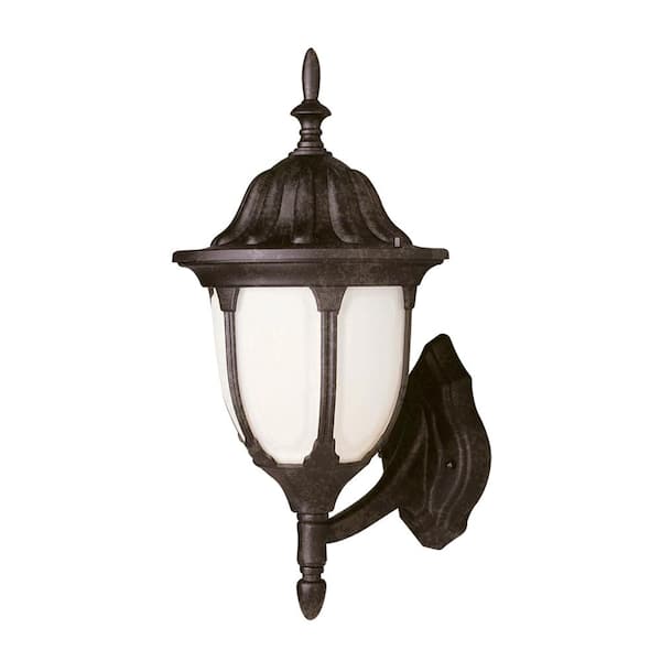 Bel Air Lighting Hamilton 13 in. 1-Light Rust Coach Outdoor Wall Light Fixture with White Opal Glass